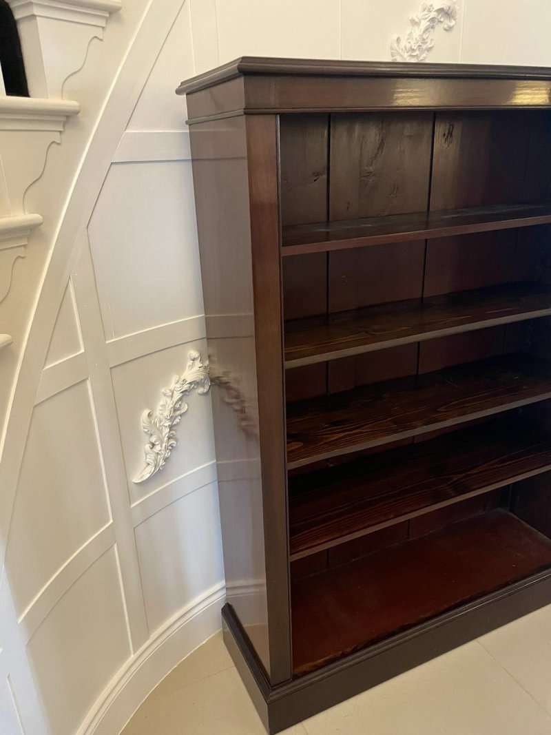 Antique Victorian Quality Mahogany Open Bookcase - Image 3